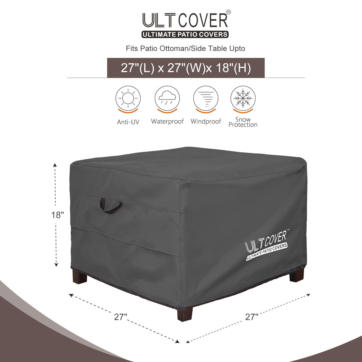 ULTCOVER vented side design promotes airflow to prevent moisture buildup on outdoor ottomans.