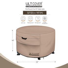 ULTCOVER waterproof 600D fabric keeps the fire pit dry