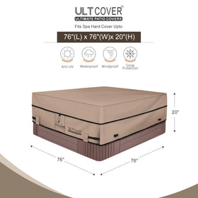 ULTCOVER square hot tub cover side with vents shows wind-safe design