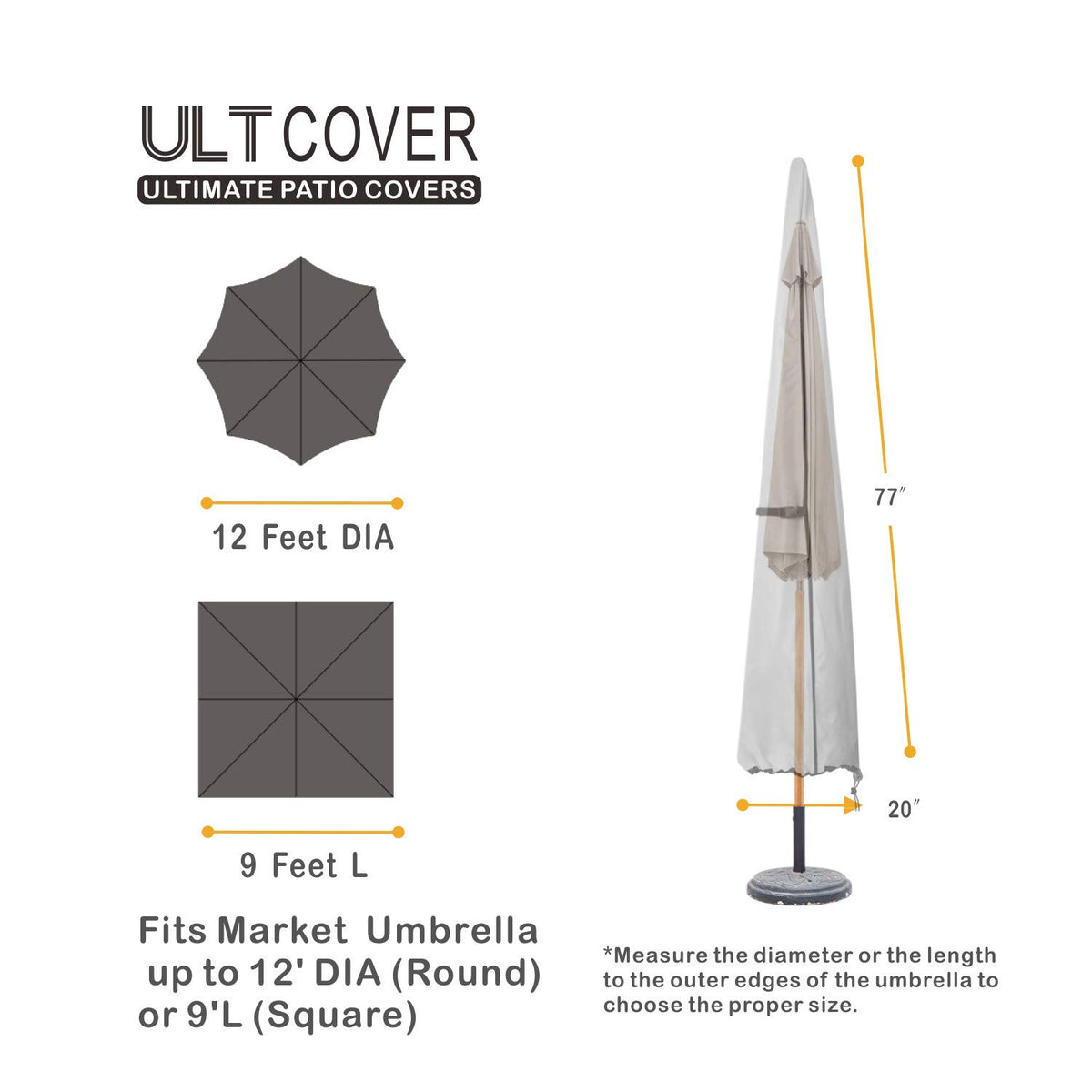 ULTCOVER waterproof 600D umbrella cover guards against rain and snow
