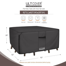 ULTCOVER waterproof backing guards furniture against rain.