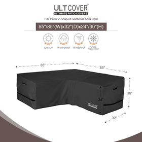 ULTCOVER waterproof outdoor sofa cover keeps cushions dry during rain and snow.