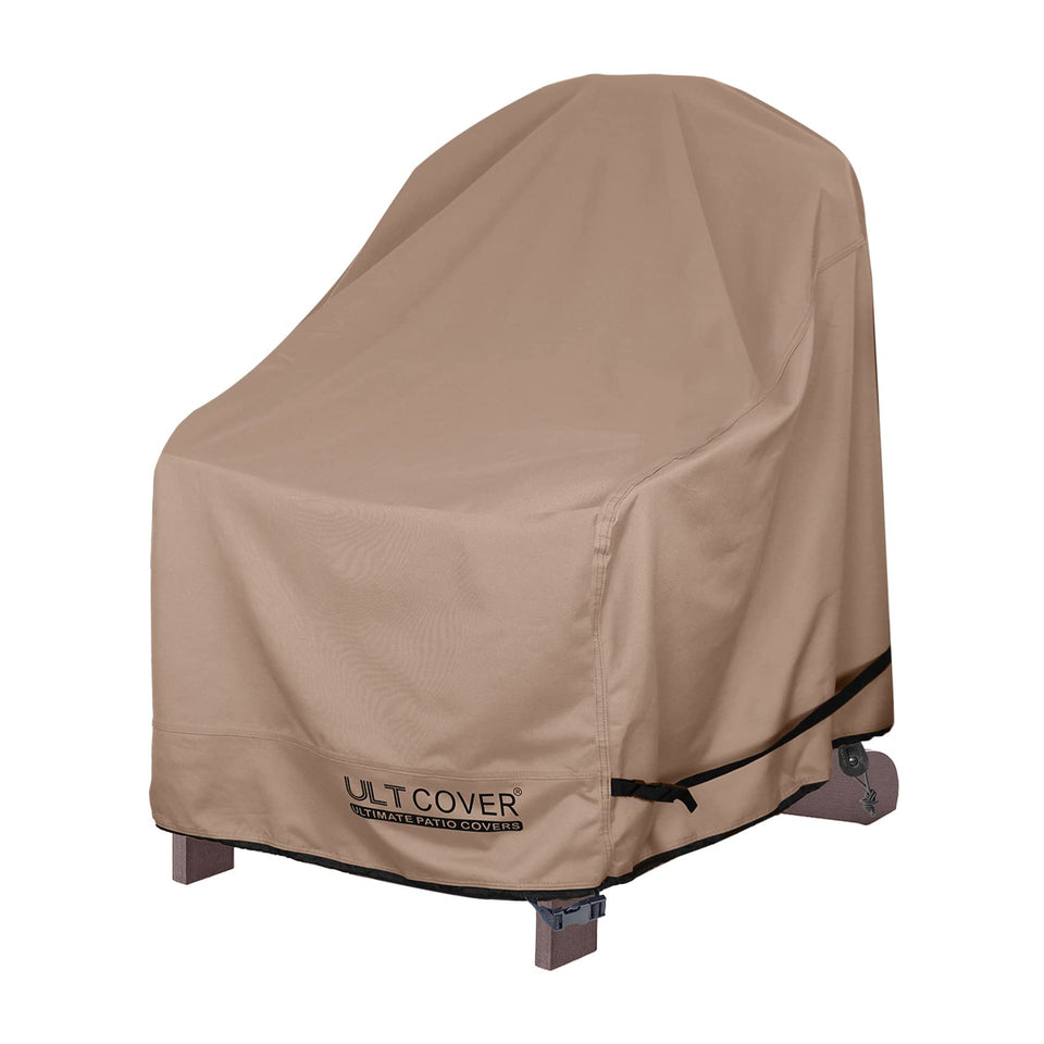 ULTCOVER waterproof patio Adirondack chair cover with front view showing full protection.