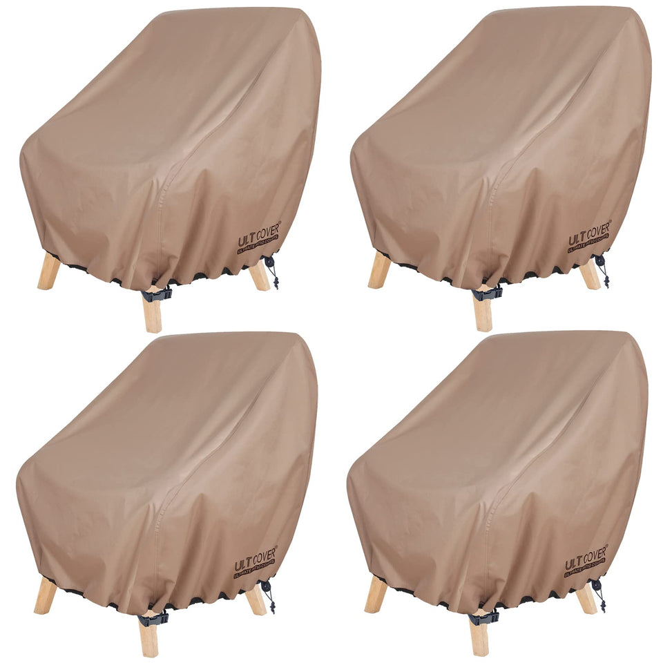 ULTCOVER waterproof patio chair cover protects deep-seat chairs from rain and dust.