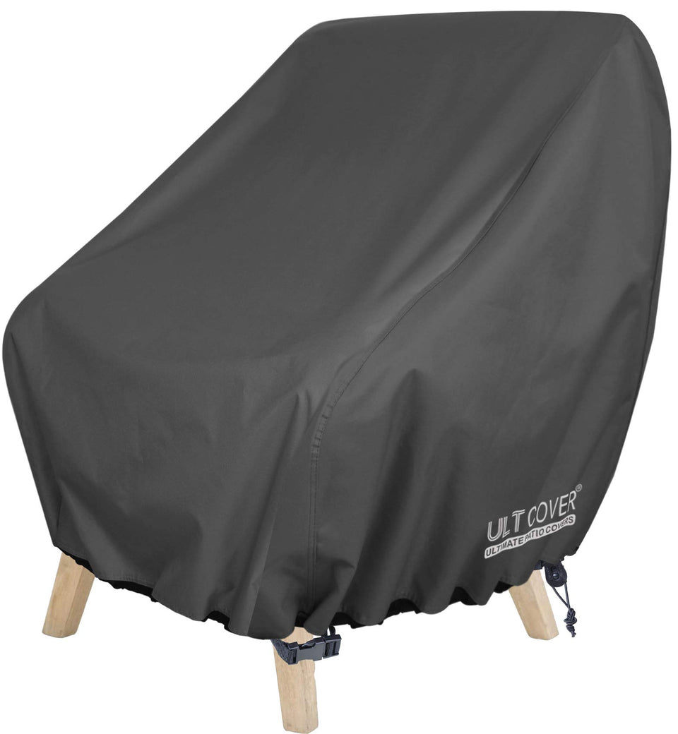 ULTCOVER waterproof patio chair cover with full coverage protects a single deep-seat lounge chair.