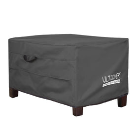 ULTCOVER waterproof rectangular ottoman cover shielding outdoor furniture from rain and debris.