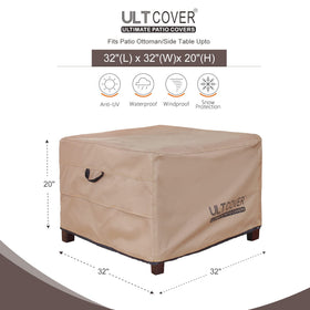 ULTCOVER square ottoman cover side vent detail promotes airflow to keep furniture dry