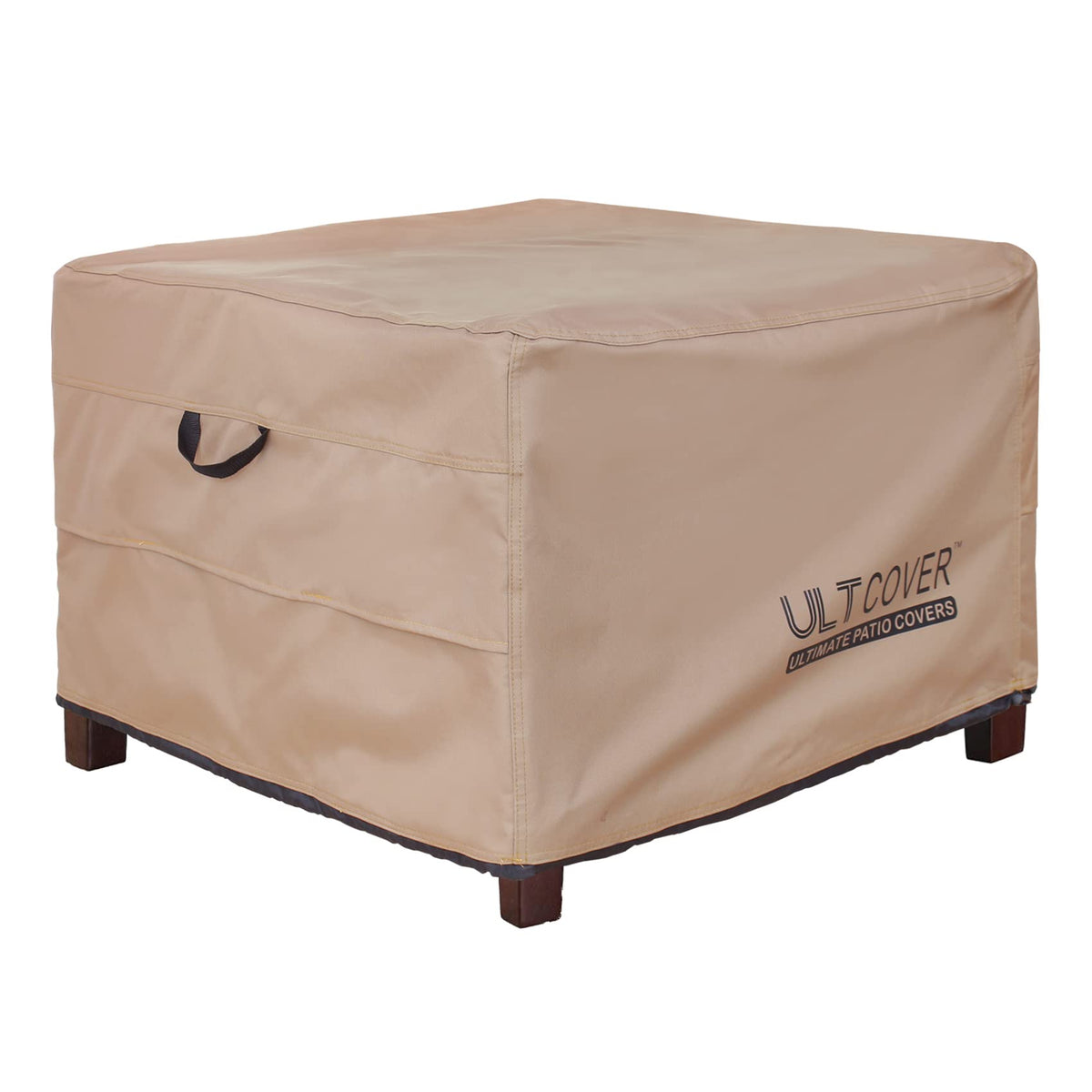 ULTCOVER waterproof patio ottoman cover on square 22x22 protecting from rain and sun.