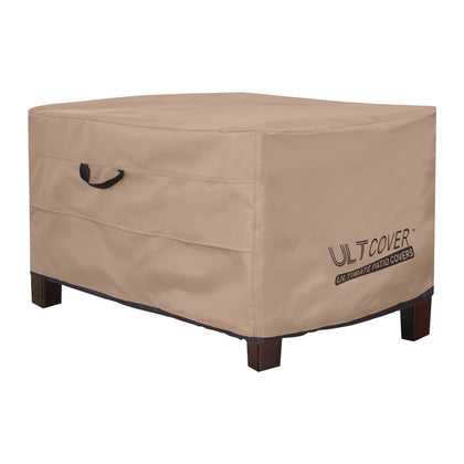 ULTCOVER waterproof rectangular ottoman cover shields a 26L x 20W x 18H inch outdoor ottoman