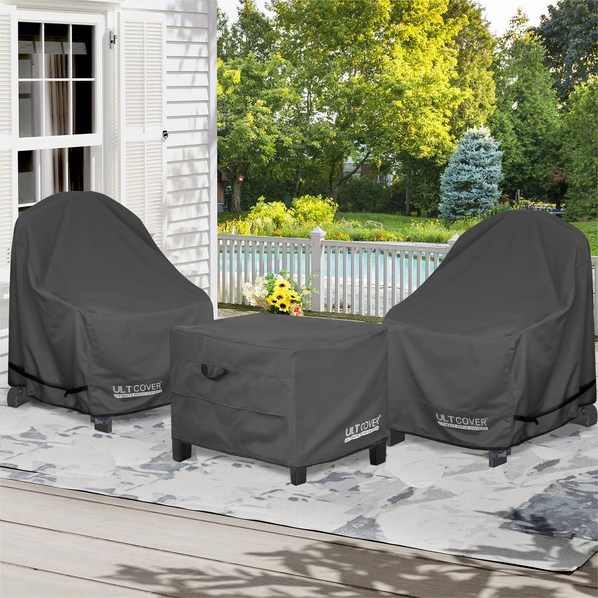 ULTCOVER fits up to 27 by 27 by 18 inches for square ottomans.