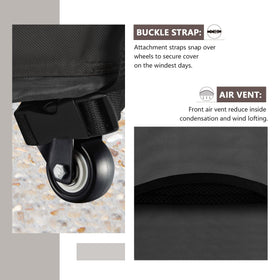 ULTCOVER wheel clip and drawcord secure the cover in high winds