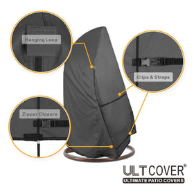ULTCOVER wind clips stabilizing hanging egg chair cover during storms