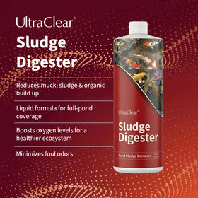 Full-pond coverage shown by UltraClear Sludge Digester across water column.