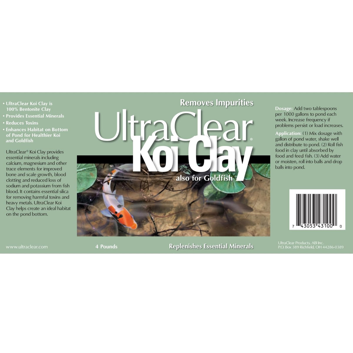 UltraClear Koi Clay on pond bottom highlighting improved habitat