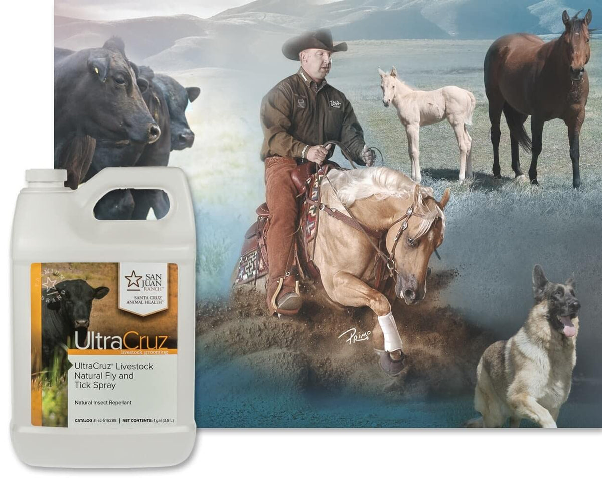 UltraCruz Livestock Natural Fly and Tick Spray ingredients peppermint and clove closeup with natural repellents.