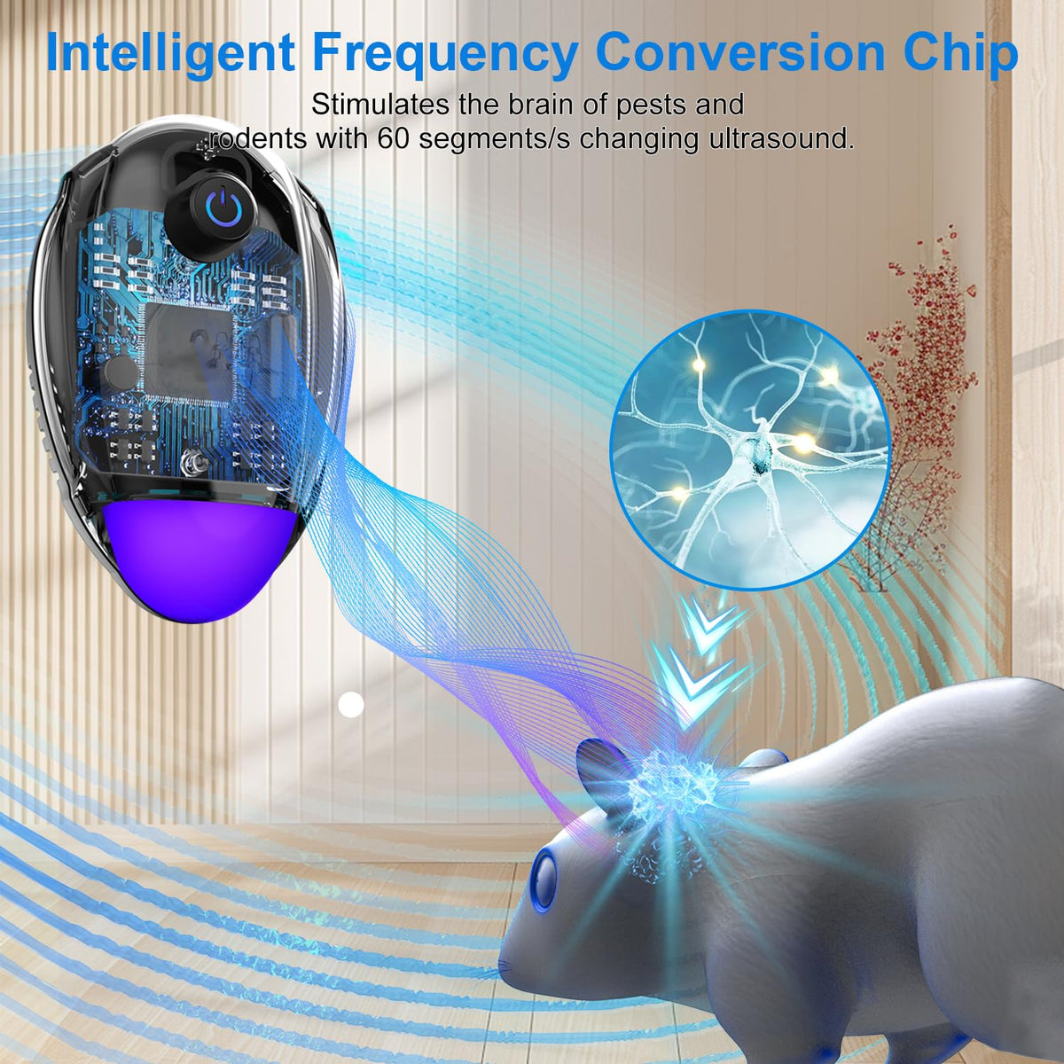 Ultrasonic Repellent demonstrates 360-degree coverage in a corner room.