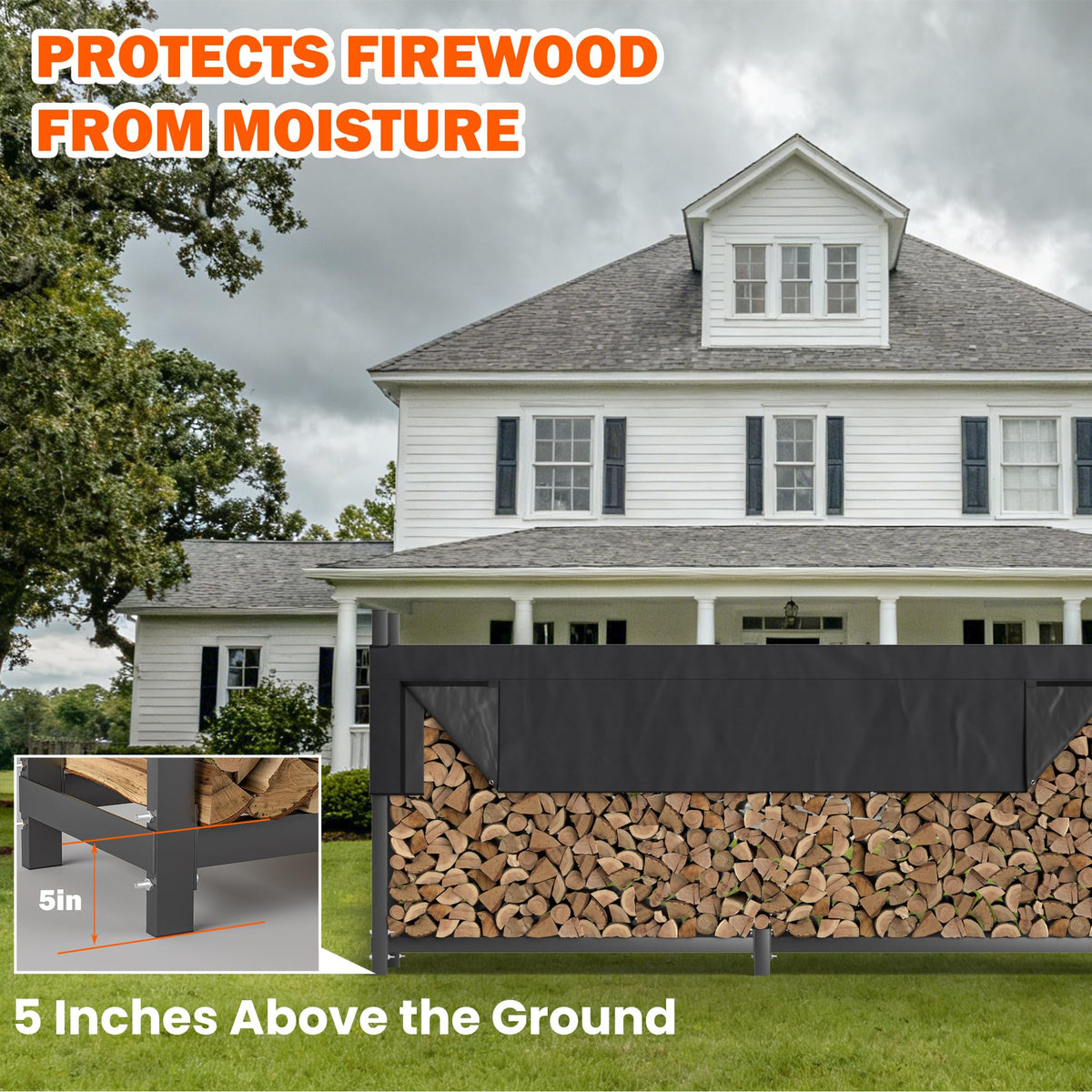 Ultrawall indoor-outdoor firewood storage suitable for patios and balconies.