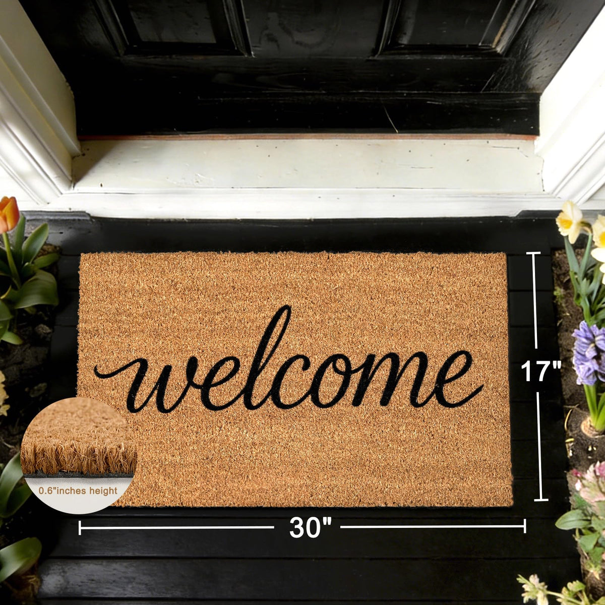 ULTSOFE Outdoor Entrance Doormat in use at entryway for mud collection