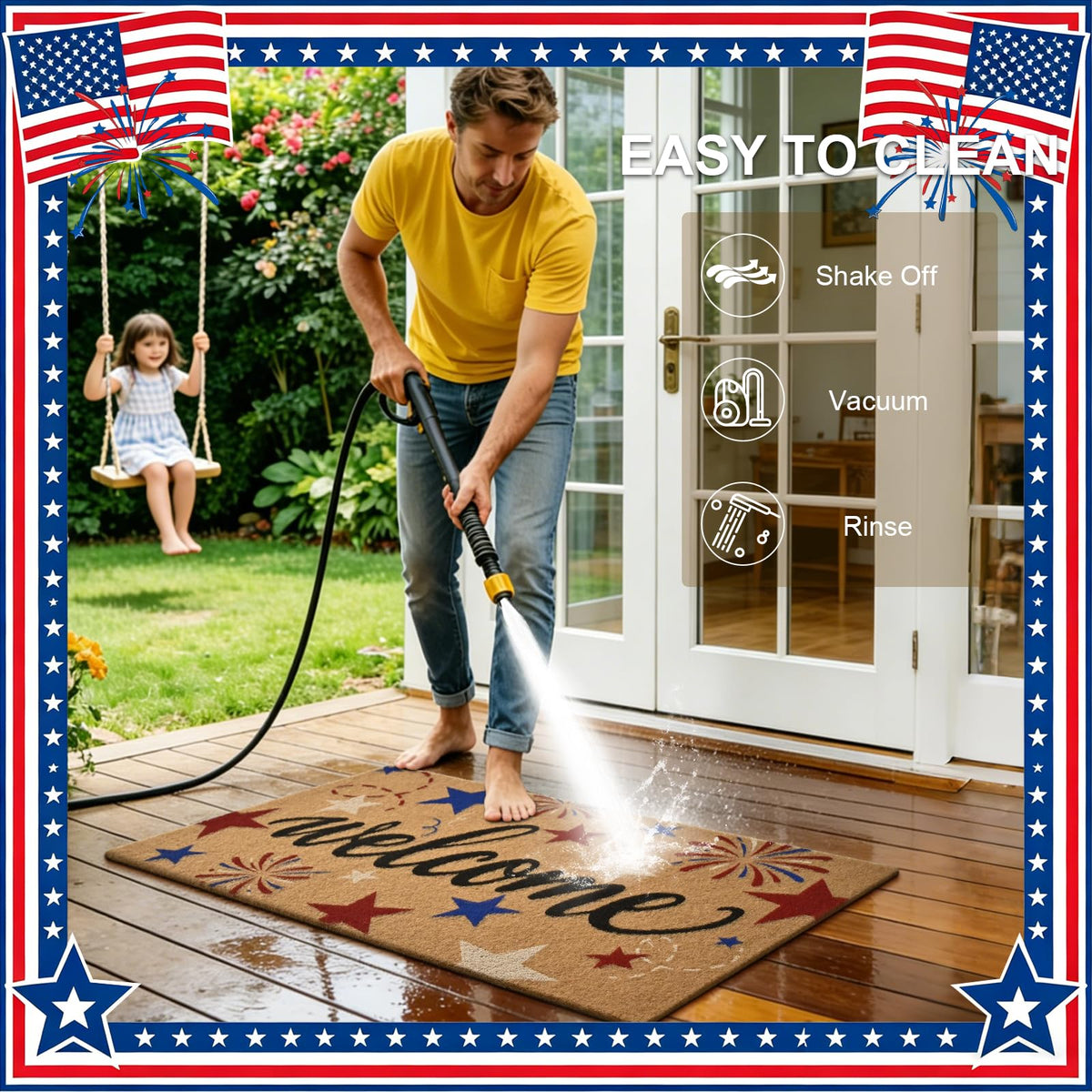 ULTSOFE 29 by 17 inch front door mat fits busy entryways.