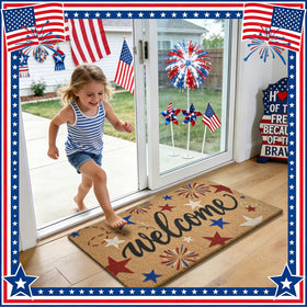ULTSOFE durable artificial coir look mat reduces dirt tracking.