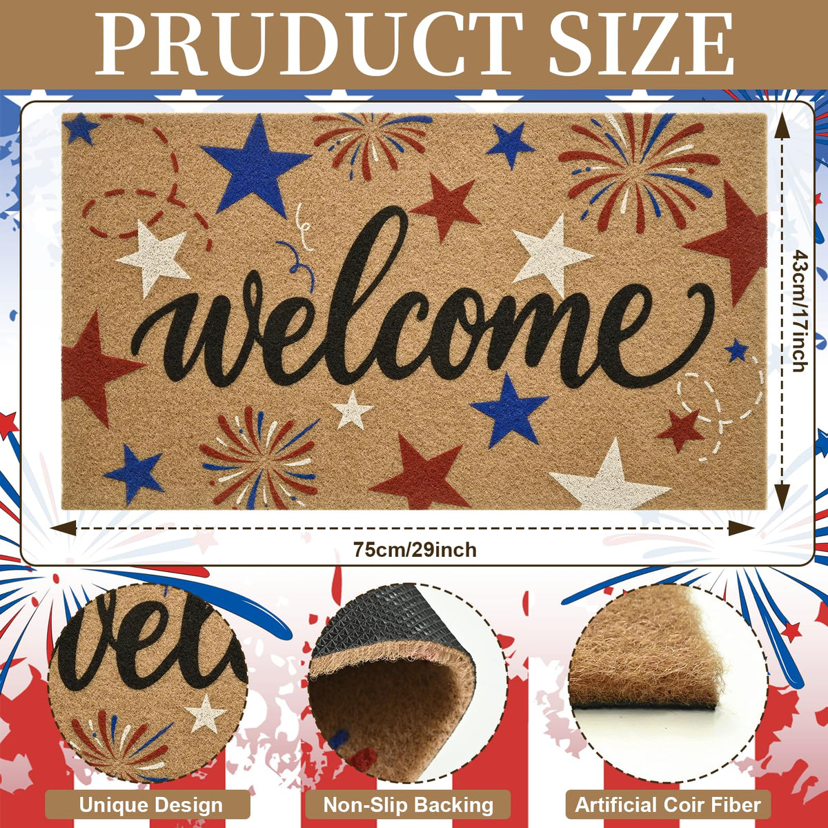 ULTSOFE indoor-outdoor welcome mat with non-slip backing ensures stable placement.