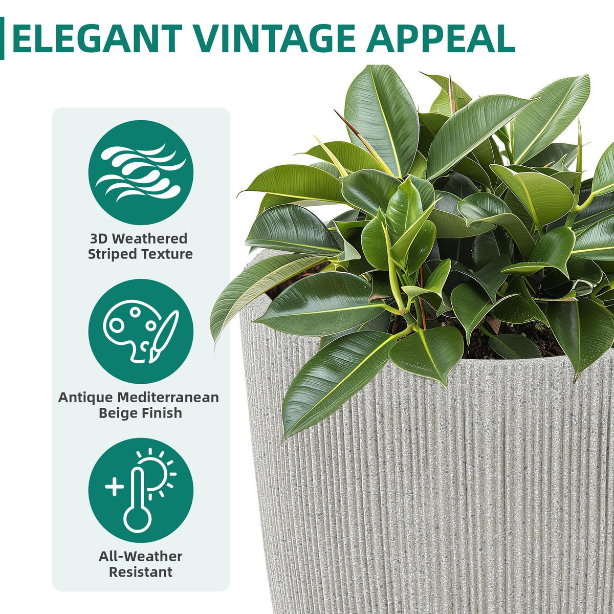Ultym 15-inch diameter planter offers space for deep-rooted or tropical plants