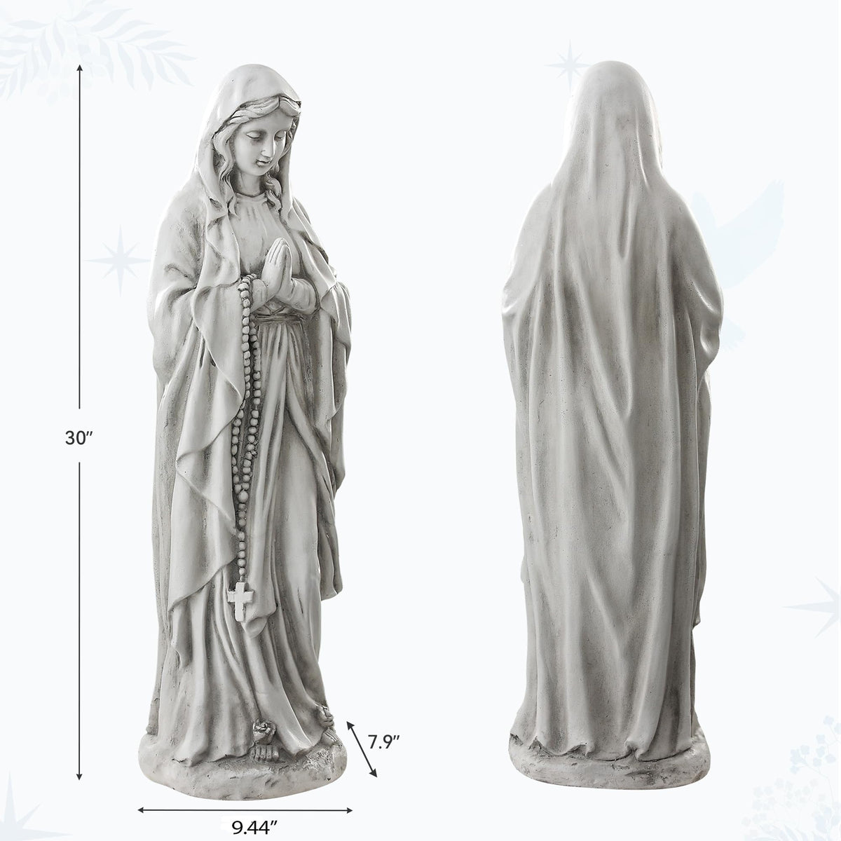 Ultym Blessed Mother statue complements living rooms and gardens.