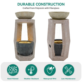 Ultym two-basin waterfall creates a tranquil soundscape for patios and gardens.