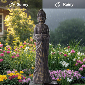 Ultym yard statue by a pathway creates a calm focal point for guests.