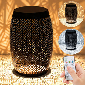 Ultym cutout metal side table with LED on adds ambient lighting