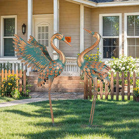 Ultym durable iron heron yard ornament endures weather with stable ground stakes.