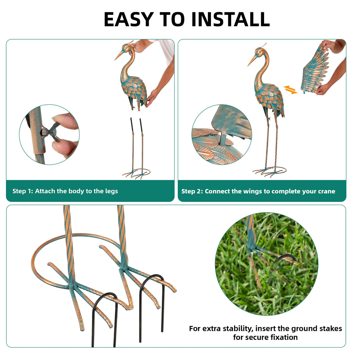 Ultym extra-large garden crane statue serves as a striking outdoor centerpiece.