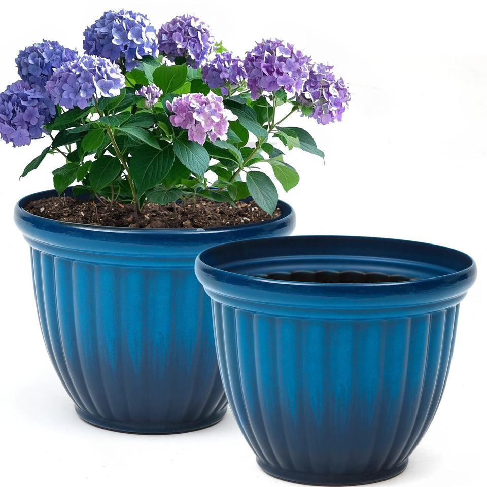Ultym 15-inch gradient blue planter front view for stylish outdoor plant display