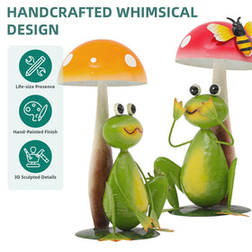 Ultym hand painted 3D metal frogs for garden display