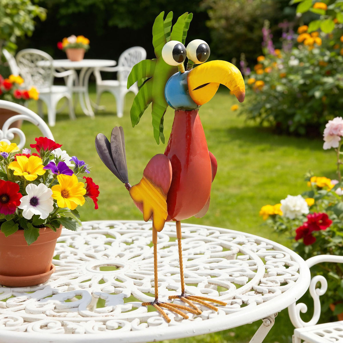 Ultym large hand-painted parrot for indoor or outdoor spaces