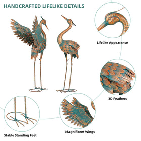 Ultym handcrafted metal crane sculpture adds elegance to gardens, yards, or indoor spaces.