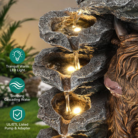 Ultym Highland Cow fountain cascading tiers capture tranquil water movement