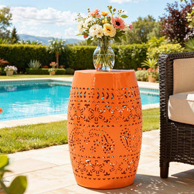 Ultym lace-cut-out end table design highlights geometric patterns for a chic accent