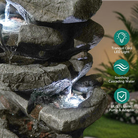 Ultym LED ambiance lights illuminate each tier for warm nighttime glow.