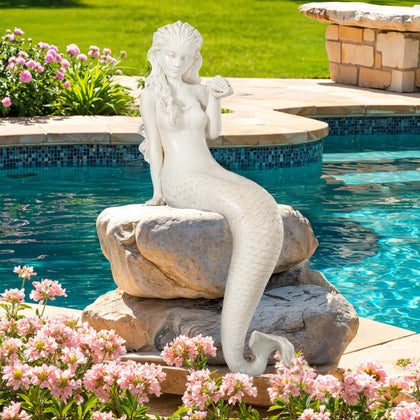 Ultym mermaid statue outdoor 25-6-inch serves as a bold garden centerpiece.