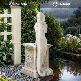Ultym mermaid statue in MGO stone remains durable against rain and sun.