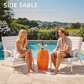 Ultym no-assembly-required setup offers instant style beside sofas, beds, or patios