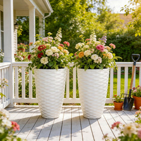 Ultym Nordic Wavy Tall Planter side profile, elegant silhouette for living spaces.