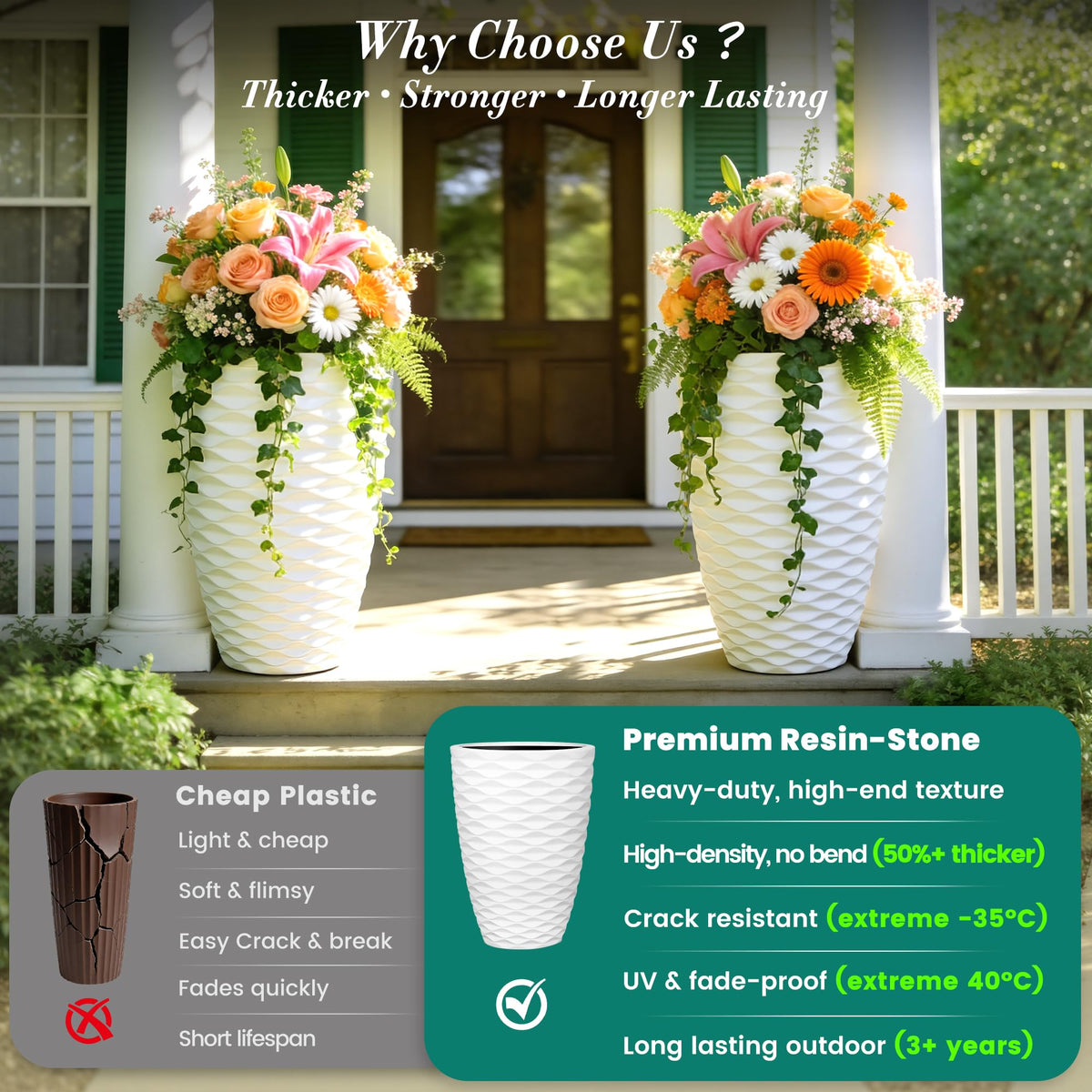 Ultym Nordic Wavy Tall Planter close-up wave pattern for modern decor.