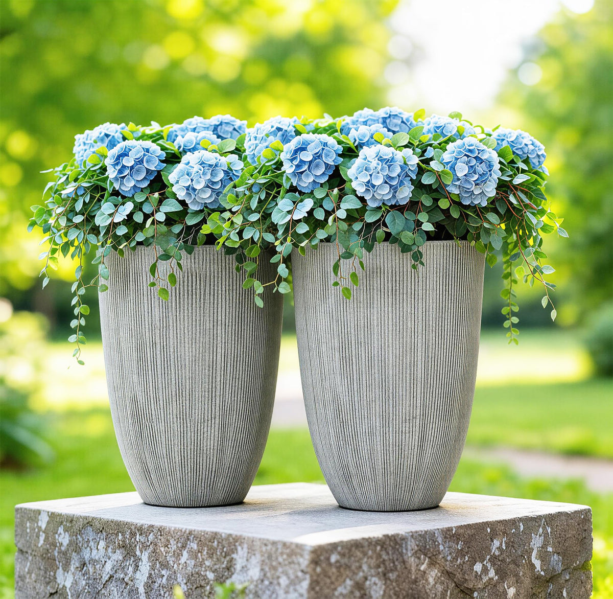 Ultym outdoor patio arrangement adds curb appeal with durable planters