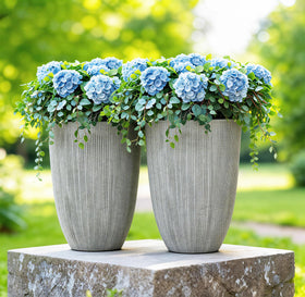 Ultym outdoor patio arrangement adds curb appeal with durable planters