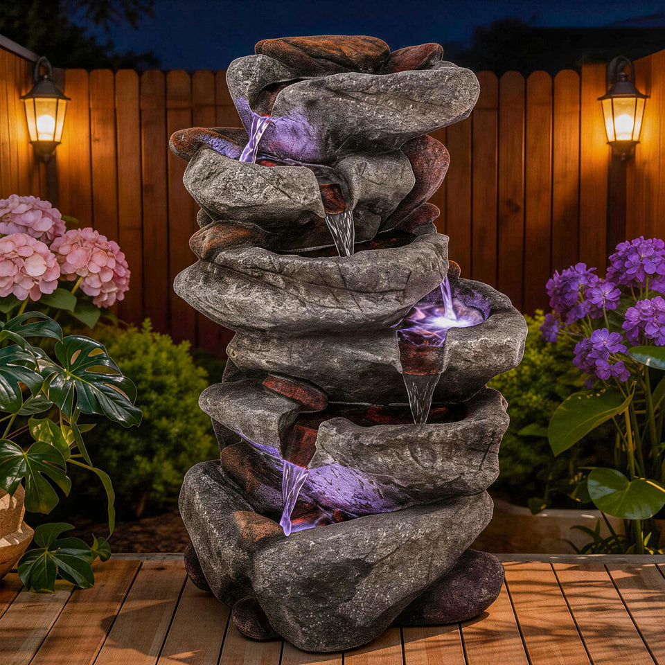 Ultym outdoor fountain 20-inch centerpiece with cascading tiers for garden serenity.