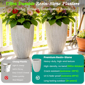 Ultym planter close-up showing drainage holes and removable plugs for flexible watering