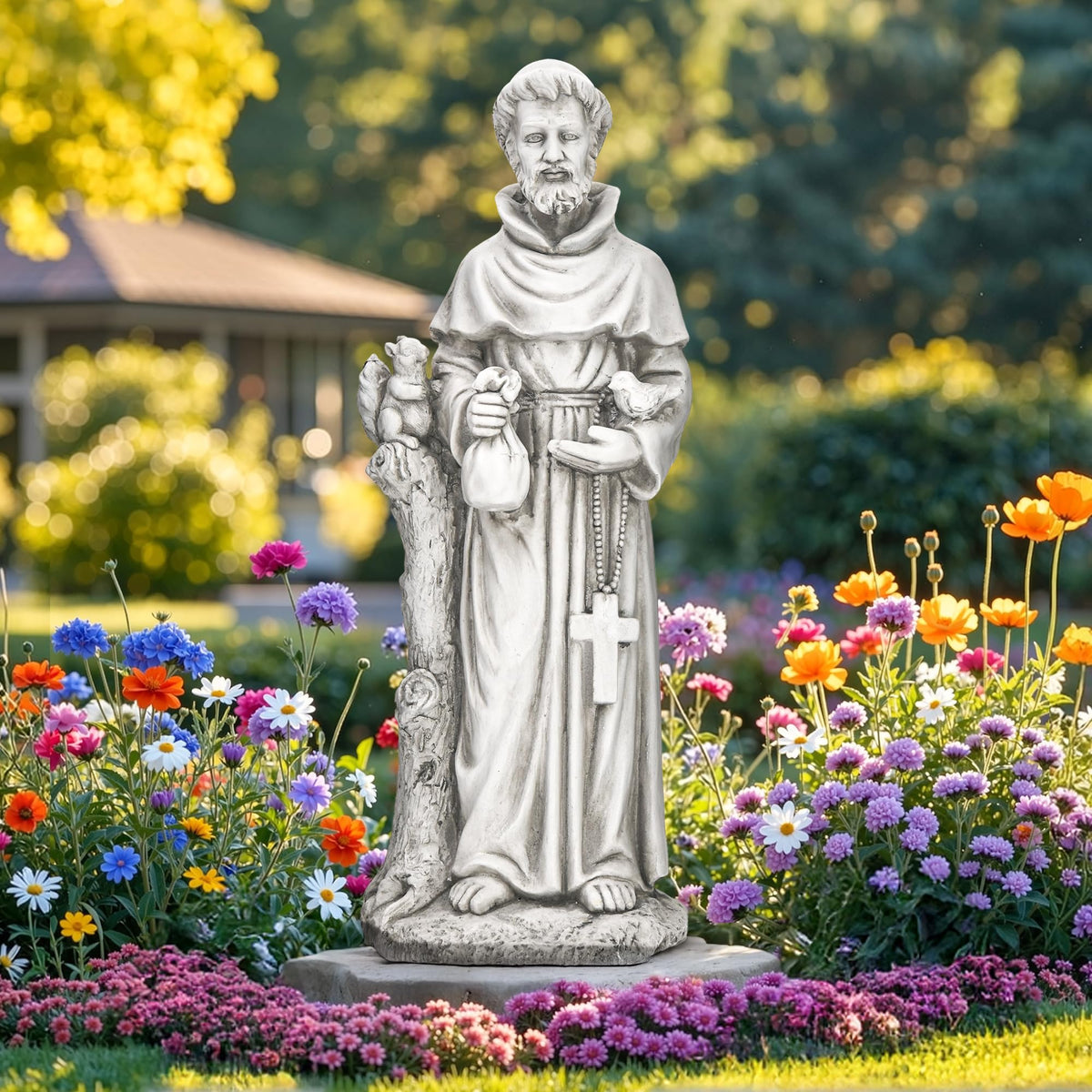 Ultym St Francis garden statue 31-inch outdoors, premium magnesium oxide for lasting curb appeal.