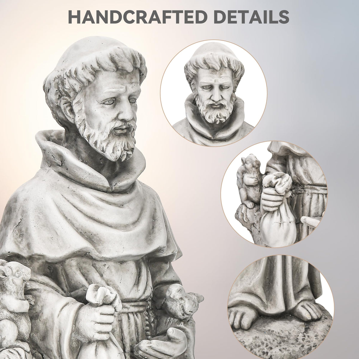Ultym St Francis statue suitable for indoor and outdoor displays, versatile decor.